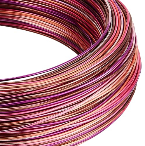 BENECREAT Aluminiumtråd, 18 Gauge (1 mm) 93,6 m (307 fot) flerfärgad aluminiumtråd, gradient färg, smycken, hantverkstråd med böjbar tråd med förvaringslåda för smycken, pärlor, hantverk, projekt,