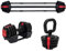 TechFit Hanteln Set 3in1 Verstellbar 1,5-18kg Kurzhanteln, 2-19kg Langhantel, 1-10kg Kettlebell, Rutschfester Silikongriff, Kompakt, Fitness Krafttraining Zuhause, Stahl, Schnelljustierbar, 1 Set