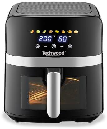 Freidora Sin Aceite 8L TFR-806SHD - Cocina Saludable, Capacidad de 8L (~2kg de Papas Fritas), Panel Táctil Digital, 8 Programas, Termostato Hasta 200°C, Temporizador 60min, Techwood