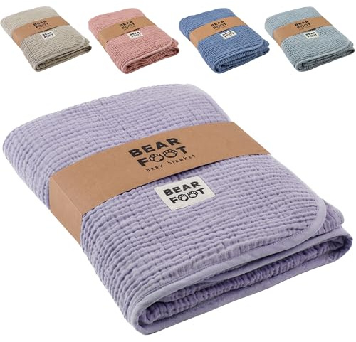 Musselin Babydecke, Fleecedecke aus Baumwolle, flauschig (Lavender)