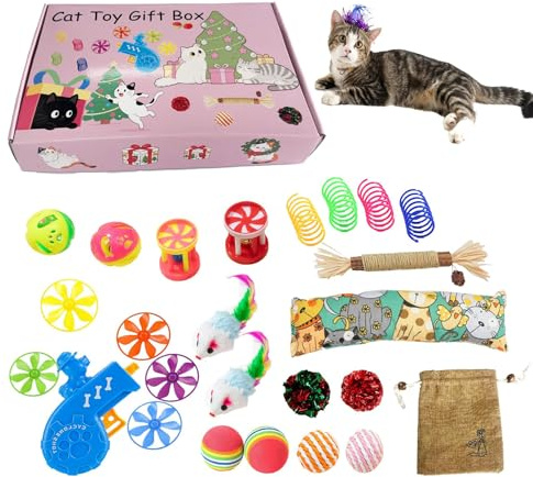 Krmoau Set di giocattoli per gatti interattivi, gioco interattivo per la cura dei denti contro la noia e lo stress