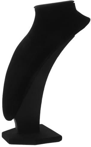Angoily Présentoir Buste Mannequin pour Colliers et Bijoux Velours Noir Organisateur Élégant pour Exposition et Vente Support pour Accessoires de Mode