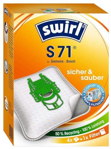 Swirl Staubsaugerbeutel S71 / S 71 MicroPor Plus AirSpace kompatibel mit Siemens Dynapower / Bosch Ergomaxx