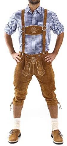 Cuir Craft herr traditionell tysk bayersk Lederhosen oktoberfest ljusbrun Lederhosen