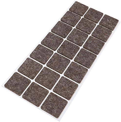 Adsamm® / 21 x self-adhesive wool felt pads/brown / 30x30 mm/square / 3 mm thick extra soft natural stick-on felt furniture glides/furniture protective pads