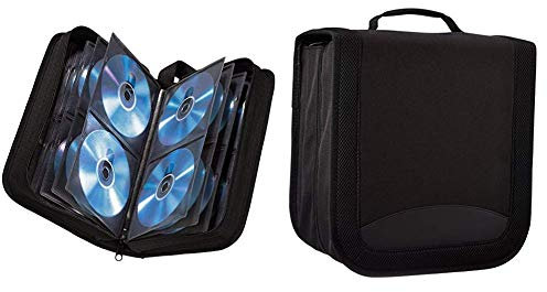 Hama 11617 CD wallet for storing 104 CDs/DVDs/Blu-rays, Black & Amazon Basics CD/DVD Binder 400 Disc Capacity Nylon Black