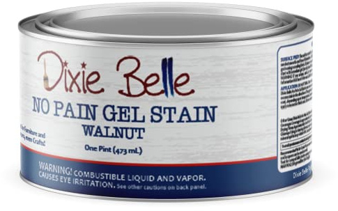 Dixie Belle No Pain Gel Stain - Walnut - Oil-Based Stain DIY Wood Stain for Projects - Deep Coverage, Wood Grain Enhancer