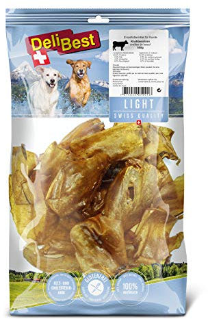 DeliBest Light Knabberohren gourmet I Dental Sticks I Hundesnacks getreidefrei I Rinderohren für Hunde I Rinderohren getrocknet I Hundezahnpflege Snack 500g