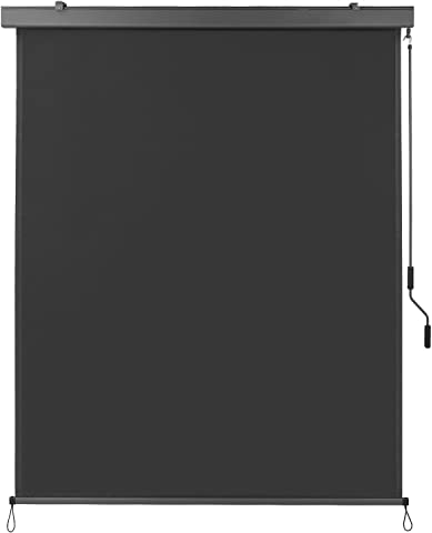 Toldo Vertical Enrollable Impermeable con Manivela, Pantalla de Privacidad Persiana Extensible para Interior y Exterior, Protección Solar, Resistente a los Rayos UV, contra el Viento, 250x160cm Gris