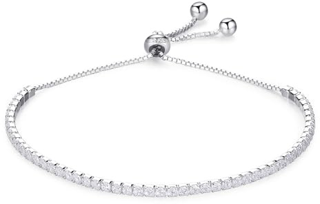SILBERTALE 925 Sterling Silber Cubic Zirkonia Armband Einstellbare Tennis Armbänder für Frauen