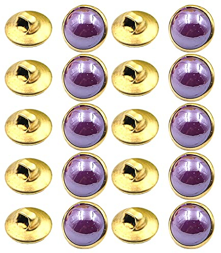 50 botones de resina de lujo de 10 mm con un solo agujero, borde dorado, botones de costura para camisa, jeans, blazer, trajes, chaqueta, vestido (morado)