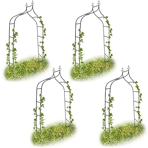 Arco de jardín de metal para varias plantas trepadoras, decoración interior y exterior, celebraciones, resistente a la intemperie, arco de entrada de pabellón, arco de rosas, arcos de boda, 140 x 260