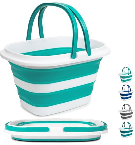 Large Collapsible Mop Bucket, 16L(4.2 Gallon) Plastic Bucket for House Cleaning, Car Washing, Silicone Cleaning Supplier Organizer, Portable Basket with Handle for Laundry Storage, RV Camping, Fishing