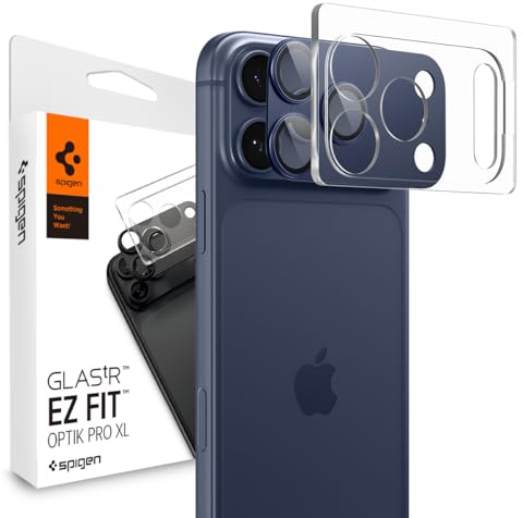 Spigen Glas.tR EZ Fit Optik Pro XL Tempered Glass Camera Lens Protector for iPhone 17 Pro Max, Deep Blue - 1 Pack