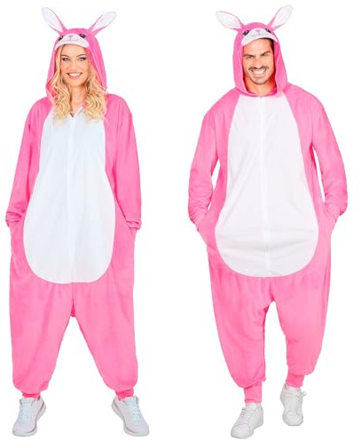 W WIDMANN MILANO Party Fashion - Tier Overall für Erwachsene, weicher Plüsch Jumpsuit mit Kapuze, Tierkostüm für Karneval