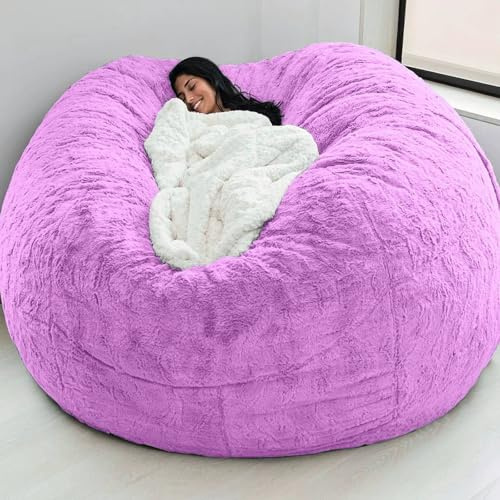 JGJSQYY Funda para puf sin Relleno, para Muebles de salón para Adultos. Puf Grande, Redondo, Suave y Mullido de Piel sintética. Funda para sofá Cama para Adultos, Muebles de salón y Dormitorio