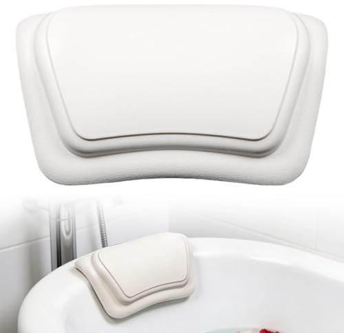 Cuscino da bagno con ventose, cuscino per vasca da bagno, cuscino cervicale, impermeabile ed ergonomico per il massimo relax, design antiscivolo, ad asciugatura rapida, comodo, per vasca da bagno, spa