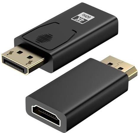 4K Adaptateur Displayport vers HDMI,DisplayPort vers HDMI 4K@60Hz/ 2K@60Hz/ 1080P@120Hz,2 pièces Unidirectionnel display port to hdmi Compatible avec Dell,HP,HDTV,Projecteur,Moniteur, AMD, GPU, NVIDIA