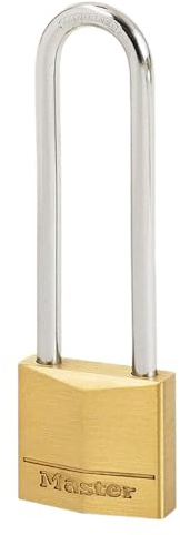 Master Lock 130EURDLJ Lucchetto con Chiavi in Ottone e Long Archetto, Oro, 9.7 x 3 x 1.2 cm