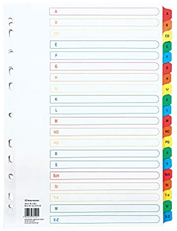 soennecken Registre A-Z, pleine hauteur, pour : DIN A4, 22,3 x 29,7 cm (L x H), 11 Trous, avec onglet Couverture, carton, 170 gm², Couleur