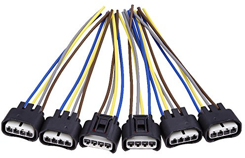 Saihisday 90980-11885 Ignition Coil Connector Plug Harness Replacement for Toyota Lexus 4-Way Female (Pack of 6)