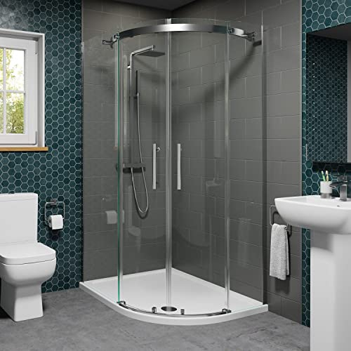 1200 x 900mm Offset RH Quadrant Shower Enclosure Frameless 8mm Glass Tray with Waste