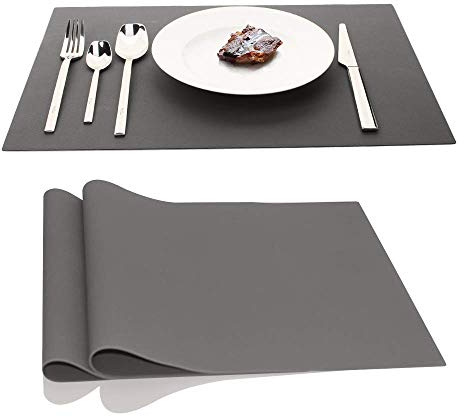 Ainimi große Silikon-Tischsets, Platzdeckchen, 45 x 32 cm, 2 Stück dunkelgrau