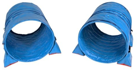 Callieway Hoopers Agility Tunnel Set Profi – Original tunnel set (2 delar) för Hoopers Hund sport (inklusive 2 tunnelväskor) (80 cm diameter 100 cm längd blå/blå)
