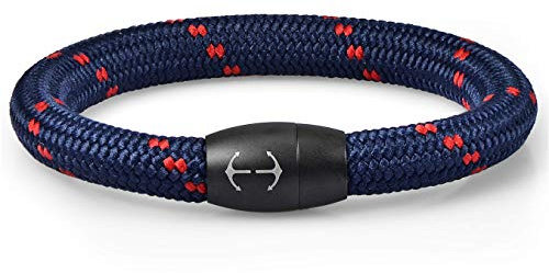 Pulsera náutica trenzada náutica con cierre magnético, pulsera marítima surfista Galeara Nau, 18,5 Zentimeter, Cuerda náutica de nailon