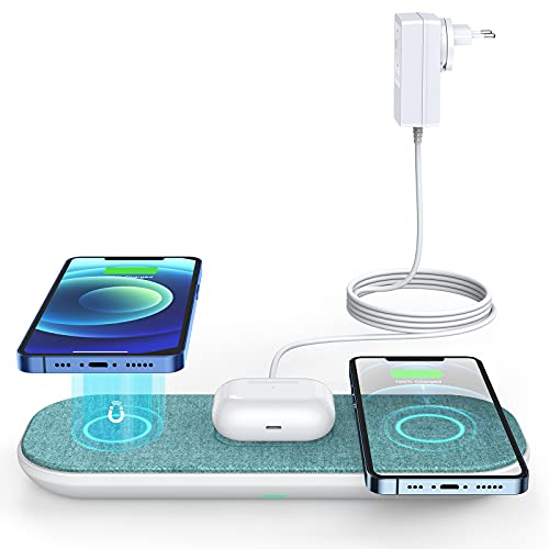 3-in-1 Caricatore Wireless da 30W con ventola integrata Stazione di Ricarica Wireless Compatibile con iPhone, AirPods e tutti gli smartphone Qi, con adattatore da 48W