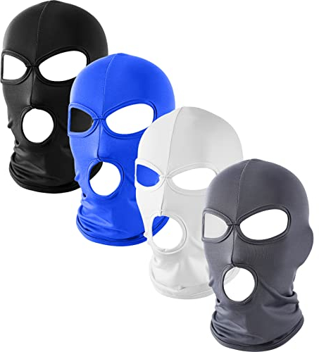 Geyoga Balaclava Abdeckung 4 Stück DREI Löcher Voll Dünne Offene Gesichtshaube