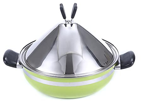 FCSHFC Stainless Steel Fast Cooking Tagine Pot 28cm Heighten Cone-Shaped Lid Nonstick Multifunction Moroccan Tajine Steamer Casserole