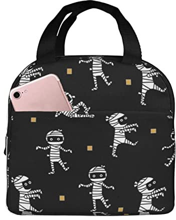 XVBCDFG Lindo patrón de Halloween Bolsa de almuerzo Oficina al aire libre Papel de aluminio portátil Aislamiento grueso y bolsa Bento de mantenimiento fresco