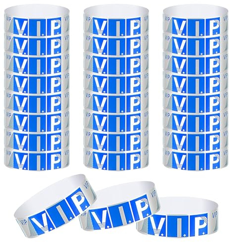 100 Pezzi Braccialetti VIP, Monouso Braccialetti di Carta Impermeabili per Eventi, Braccialetti da Polso Braccialetti Identificativi per Feste Festival Concerti Fiere e Parchi Acquatici (Blu)