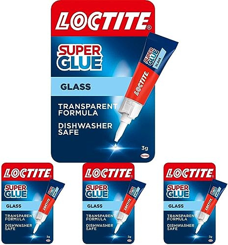 Loctite Glass Bond - Instant Super Glue for Glass, Easy to Use and Durable Clear Adhesive for Long-term Reusability, 1 x 3g (Pack of 4)