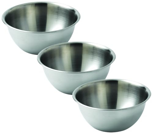 Dexam 17830424 Stainless Steel Mixing Bowl, 1.0 Litre, Silver (Pack of 3)