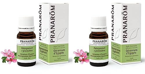 Pranarôm Géranium d'Egypte Huile Essentielle Pelargonium x graveolens Feuille HECT 10 ml (Lot de 2)