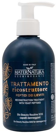 Maternatura, Tratamiento Reconstructor con Péptidos de Levadura para Cabello Dañado, Limpia y Repara el Cabello, Bio Beauty Routine SOS para Cabello Dañado, Made in Italy - 250 ml