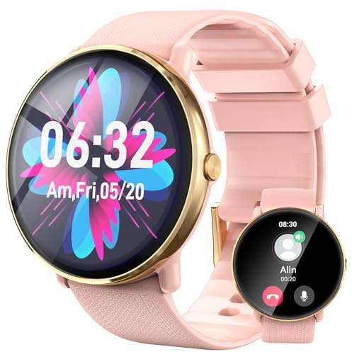 Gerpeng smarta klockor för kvinnor – 1,43 tum AMOLED-skärm, smartklocka med samtalsfunktion, 111 + sport, IP68 vattentät, fitnessklocka med puls SpO2 sömnmonitor stegräknare för Android iOS