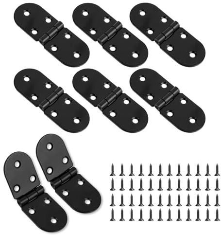 8 Stück Scharnier Schwarz, 180 Grad Scharniere Klappbar Runde Rostfreies Klappscharnier Klein MöBelscharniere Aufschraubscharnier Klappenscharnier für Klapptisch Schrank Garderobe Möbel