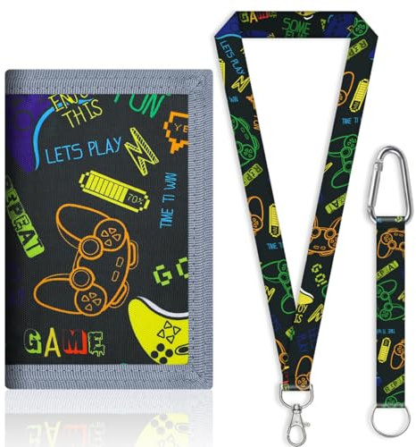 NHPY Cartera para Niños y Niñas con Cordón de Cremallera y Motivo de Consola de Juegos