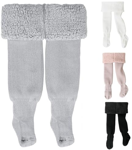 Fohuanky Mallas Térmicas Abrigadas con Pies para Niña/Niño, Forro Polar - Recién Nacido, Bebé, Infantil 0-6 Años - Suaves, Cálidas para Vestidos y Botas (FR/ES, Edad, 2 años, 4 años, Gris)