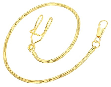 sourcing map Catena per orologio da taschino, in lega, vintage, con chiusura a moschettone, per uomo, gilet, abiti formali, Oro