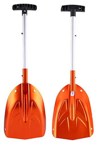 Socobeta Snöskyffel Av Aluminiumlegering Skidsäkert Handtag Teleskopverktyg för Vinter Utomhus Orange