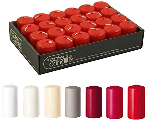 Hochwertige Stumpenkerzen - Adventskerzen/Wachskerzen/Kerzenpaket (Rubin, Mini: Höhe 6cm / Ø 4cm - 24 Stück)
