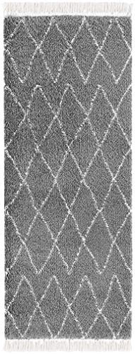 Alfombra de jade de pelo largo, suave y esponjosa, de pelo largo, Shaggy Flokati Skandi, con flecos, para habitación de los niños, dormitorio, cocina, pasillo, gris oscuro, crema, 80 x 150 cm