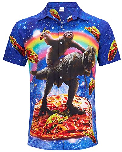 ALISISTER Mens Hawaiian Shirt 3D Print Casual Button Down Ugly Shirts Beach Holiday Aloha Short Sleeve Shirt
