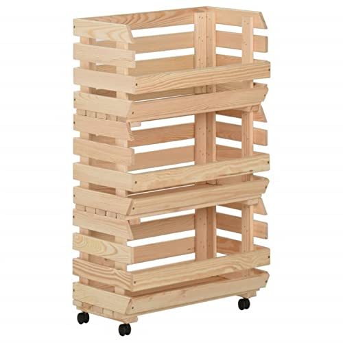 XIAOGUANG Gemüsewagen, Holzkiste, Kartoffel Aufbewahrung, Obstkiste, Vorratsschrank, Pfandflaschen Aufbewahrung, Kistenregal, Kisten Aufbewahrung, 37x30x80 cm Massivholz Kiefer