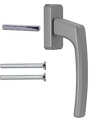 Stahlia ergonomische Fenstergriffe Silber Standard Aluminium 1 Stück Terassentürgriff außen Fenstergriffe Balkontürgriff Rasterolive Griff für Fenster Balkontür Terrassentür Griff Griff Balkontür