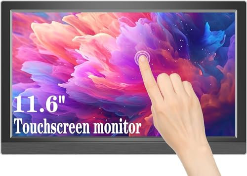 Lrtzcbi Touchscreen Portable Monitor 11.6 Inch, HDR 1366x768P IPS Touch Screen, External Small Monitor with USB C HDMI Port for Laptop PC Mac Phone Xbox PS4/5 Gaming, Built in Speakers